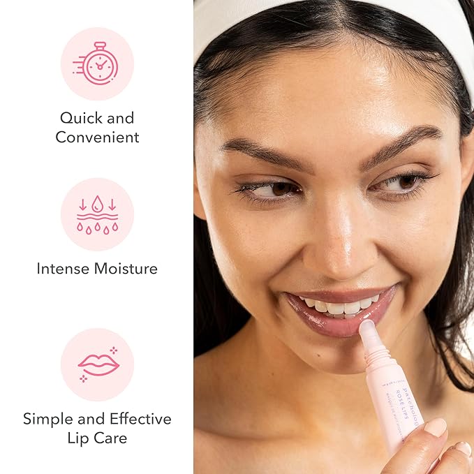 Patchology Rosé Lip Sleeping Mask - Overnight Lip Mask with Hyaluronic Acid and Resveratrol - Hydrating and Repairing Lip Gloss Treatment softens and heals dry cracked lips (14.7 ml)