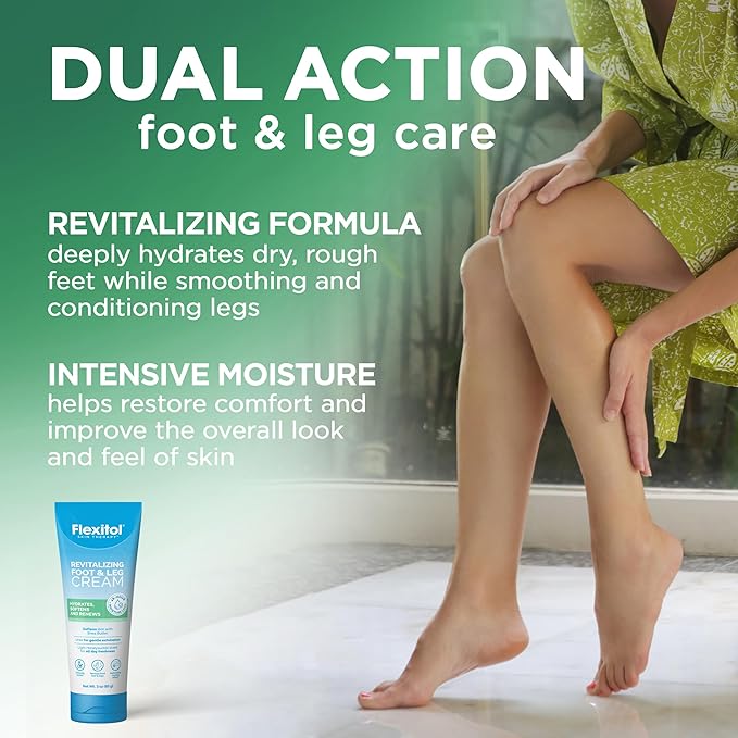 Flexitol Revitalizing Foot & Leg Cream, Intensive Hydration for Dry, Rough Feet and Legs, Fast-Absorbing Moisture Care, 3 oz