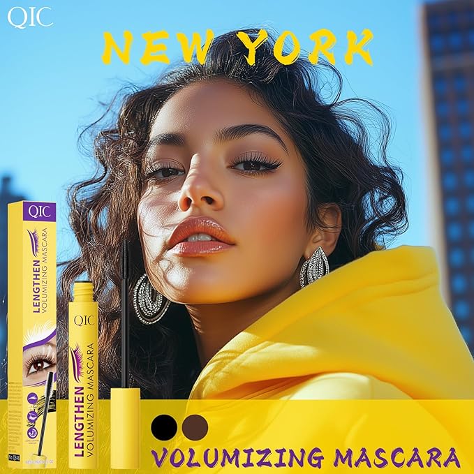 Volumizing & Lengthening Mascara - Waterproof, Smudge-Proof, Buildable Formula for Clump-Free Lashes - Adds Natural Volume & Length - Sweatproof, Long-Lasting, Curling - Easy to Apply