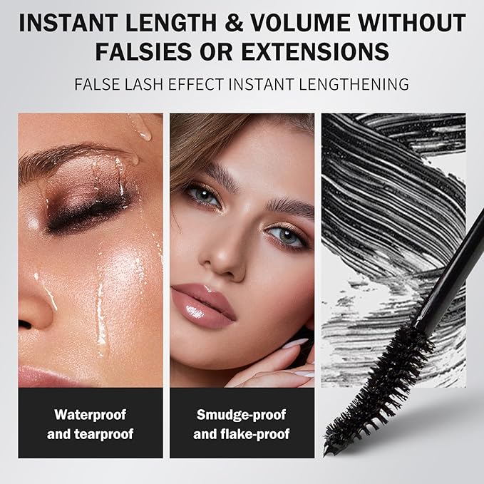Telescopic Tubing Mascara, Sky High Waterproof Formula with Essence - Lengthening & Volumizing for Women 60 Plus, Smudge-Proof & Long-Lasting