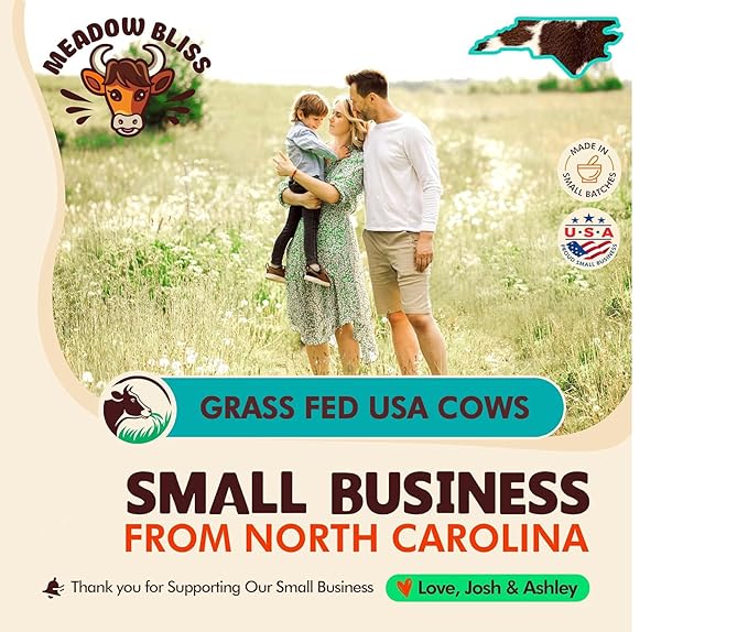 Meadow Bliss Beef Tallow for Skin - Moisturizer Cream - 100% Grass Fed - Whipped Beef Tallow - Manuka Honey - Organic Jojoba Oil, Shea Butter - Supports Eczema, Rosacea - USA - Fragrence Free - 4 oz