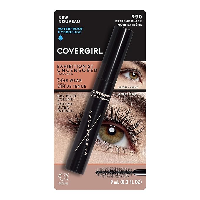 Covergirl Exhibitionist Uncensored Waterproof Mascara, Extreme Black, 0.3 Fl Oz