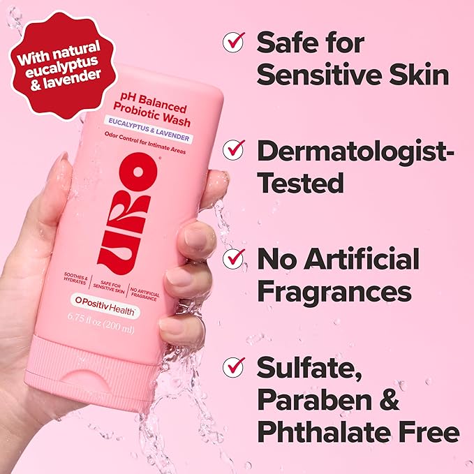 O Positiv URO pH Balanced Probiotic Wash – Odor Control, pH Balance, Dryness & Irritation Support for Intimate Areas – Probiotics & Lactic Acid – 6.75 oz (Pack of 1)