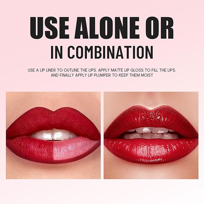 Lip Collection Set 6PCS Matte Lipliner Lipstick and Lip Plumber Kit Long Lasting High Pigmented Velvety Lip Makeup (Set 02)