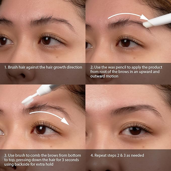 Ruby Kisses Brow Styling Pencil with Brush, Long-Lasting Eyebrow Wax, Clear Brow Shaper, Precision Sculpting & Shaping, Professional Quality, Easy Application