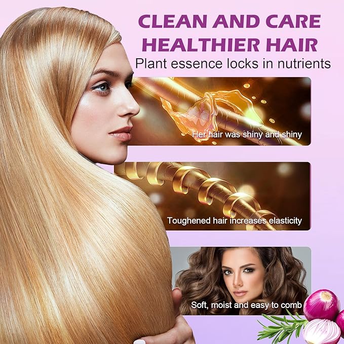 Onion Rosemary and Biotin Shampoo and Conditioner Set for Strengthening, Moisturizing & Encouraging Longer, Healthier Hair, Hair Loss and Thinning Hair, Paraben-Free, Growth Shampoo and Treatment Set
