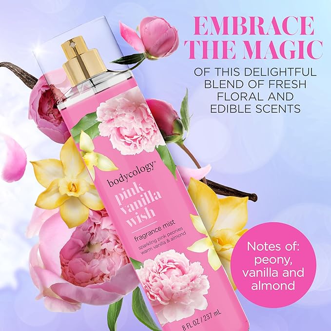 Bodycology Long-Lasting Fragrance Body Mist, Pink Vanilla Wish, 8 fl oz (Pack of 2)