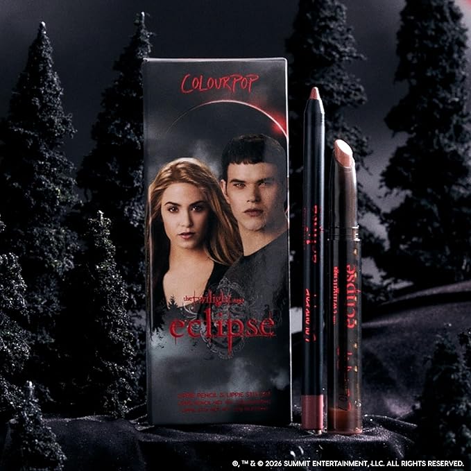 ColourPop x The Twilight Saga Eclipse Lip Kit - Pinky Nude Lip Combo with Lippie Stix Lipstick + Lippie Pencil - Long Lasting, Ultra-Pigmented Cream Finish - Opposites Attract (2 Count)