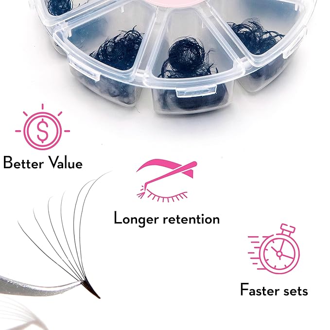 One V Salon Pro 6D Promade Loose Fans, 1000 Premade Volume Lash Fans | D Curl | 0.07 mm | 8–15 mm Mixed Lengths | Thin Base, Hand-Crafted(6D-0.07-D-Curl)