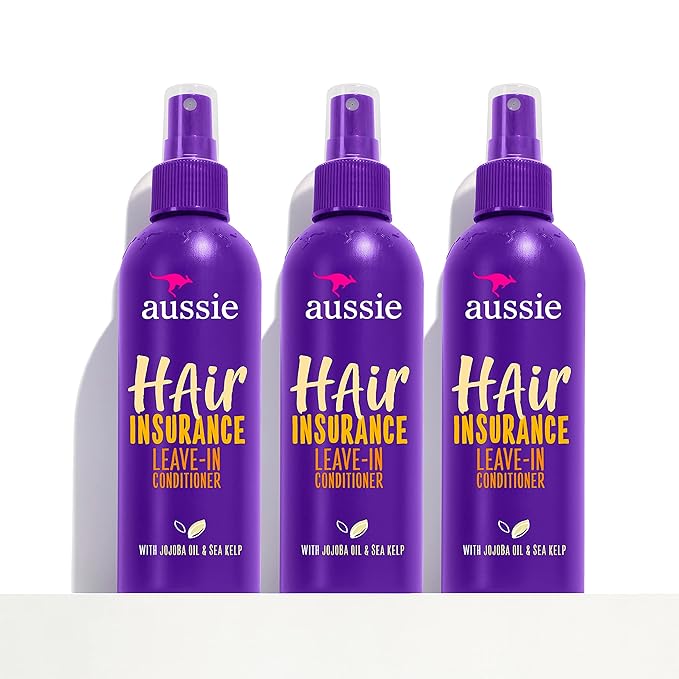 Aussie Hair Insurance Leave-In Conditioner Spray: Moisturizing Frizz Control & Detangler with Jojoba Oil (8 Fl Oz Each) (Pack of 6)