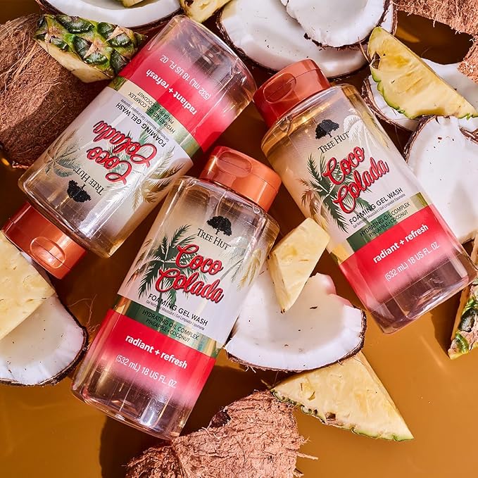 Tree Hut Coco Colada Foaming Gel Wash, Moisturizing & Hydrating Body Wash with Shea Butter, Gently Cleanses for Soft, Smooth Skin, Holiday Gift & Stocking Stuffer, 18 fl oz