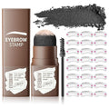 Eyebrow Stamp & Eyebrow Stencil Kit, Eye Brow Stencil Kits with Eyebrow Brush, Long-Lasting Waterproof & Smudge-Proof Eyebrow Shaping Kit with 24PCS Thin & Thick Eyebrow Stencils (Dark Black)