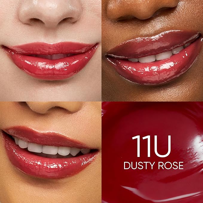 SKINTIFIC Peptide Brightening Lip Serum, Hydrating & Plumping Tinted Lip Gloss, Moisturizing Lip Balm with Polypeptides & Squalane for Glossy Sheer, Smooth Lips(11U Dusty Rose)