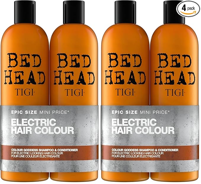 TIGI Bed Head Urban Antidotes Colour Goddess Shampoo and Conditioner Set for Dyed Hair, Color Protectant Hair Care Duo, 25.35 fl oz.(Pack of 4)