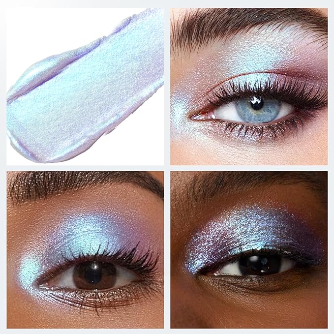 HOSAILY Holographic Duochrome Blue Green Glitter Eyeshadow Stick, Color Shift Shimmer Chameleon Eye Shadow Brightener Pencil, Silky Smooth Iridescent Sparkle Inner Corner Eye Highlighter Fairy Makeup