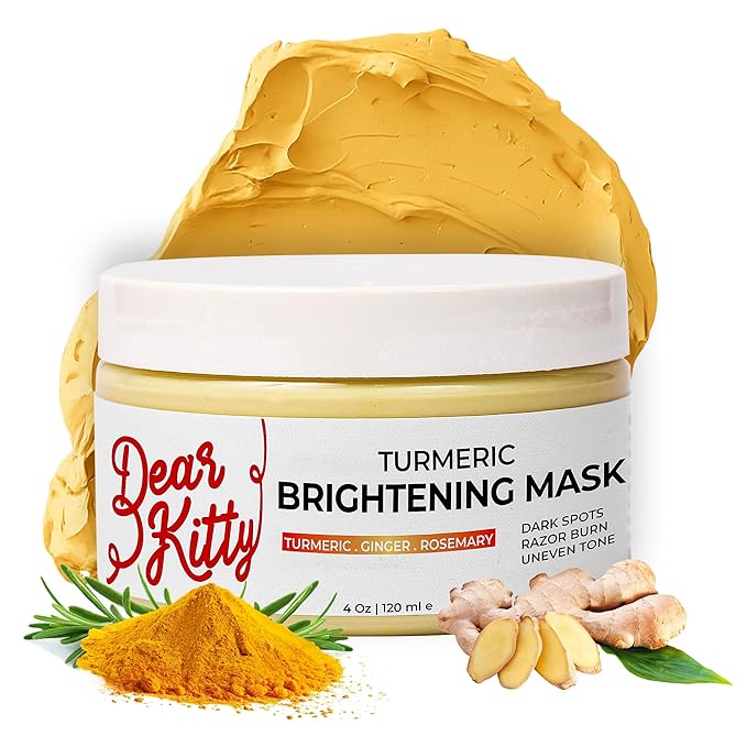 Turmeric Brightening Clay Mask Turmeric Mask for Dark Spots & intimate brightening, Post-Shave Soothing Treatment for Body, Underarm & Bikini Line Uneven Skin Tone Corrector 4 oz