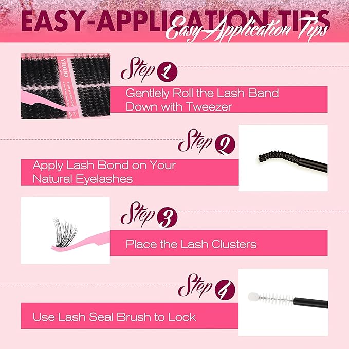 YIDUO Lash Clusters Kit 40D+50D+80D+100D Volume Left&Right Cat Eye Cluster Eyelash Extensions Kit 560pcs 10-20mm Wispy Individual Eyelash Extension with Lash Bond and Seal Removers Tweezers