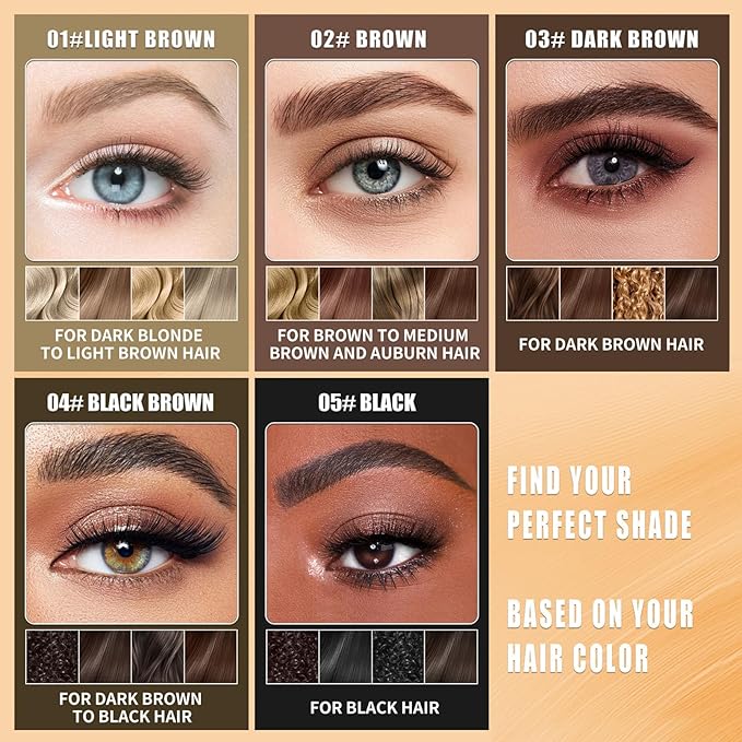4-Fork Tip Microblading Eyebrow Pen - 2-in-1 Waterproof Eyebrow Pencil, Long-Lasting Natural Hair-Like Brows, Smudge-Proof & Easy to Use (With Tint 01#Light Brown)