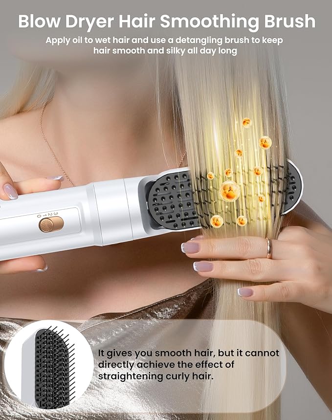 Ukliss 6 in 1 Hair Dryer Brush, Hot Air Brush & Styler with ALCI Safety Plug, Ionic Blow Dryer Brush for Frizz Free Salon Blowout, Volumizing & Auto Curls, for All Hair Types