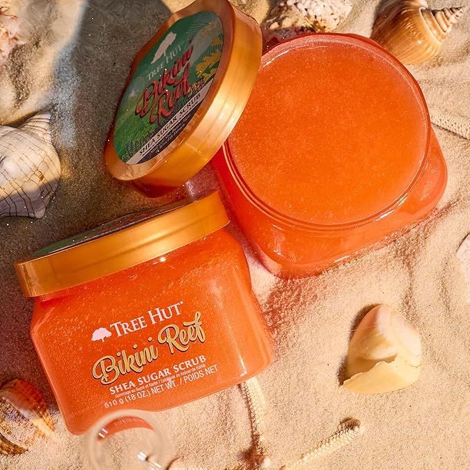 Tree Hut Bikini Reef Shea Sugar Scrub, Exfoliating, Hydrating & Moisturizing Body Scrub with Shea Butter & Nourishing Essential Oils, Smooth & Soften Skin, 18 oz