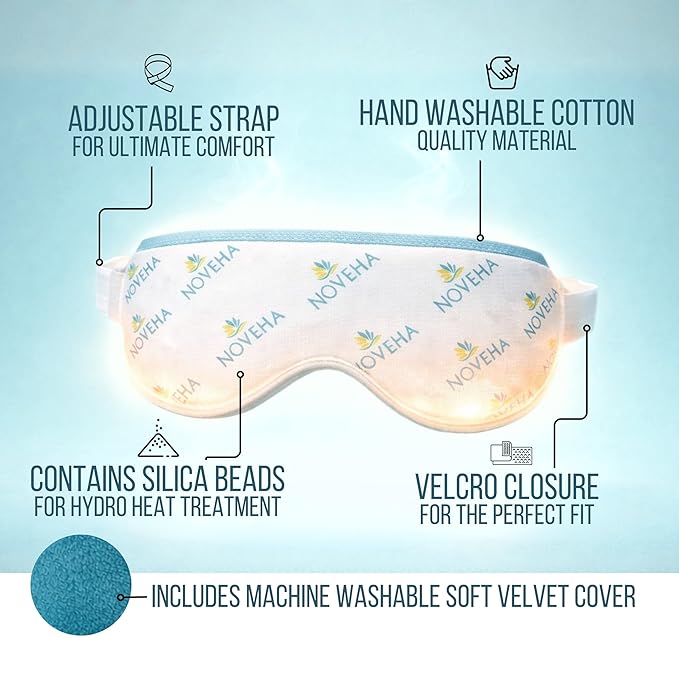 NOVEHA Ultra Warm Compress Eye Mask | Moist Hot Technology for Sensitive Dry Eyes- Microwave Activated - Relieves Stye or Pink Eye- Heat Water Procedure for Irritated Eyes and Eyelid Bumps