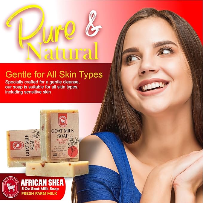 Honey Sweetie Acres 2-Pack African Shea Goat Milk Soap - Handmade 5 oz Bar, Made with Natural Ingredients, Moisturizing & Gentle, Made in the USA