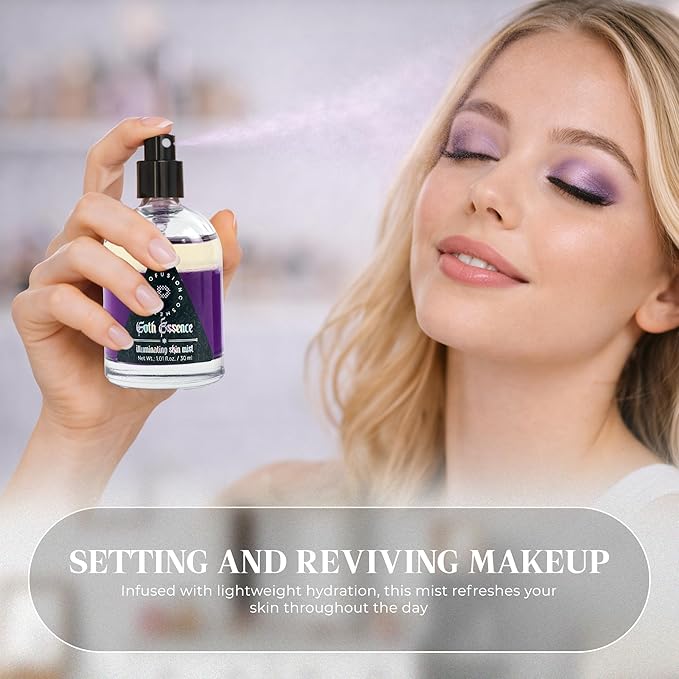 Profusion Cosmetics Gothic Essence Hydrating Makeup Setting Spray, Illuminating Face Mist for Dewy Radiant Glow, Long-Lasting Makeup Fixing Spray, Vegan & Cruelty-Free Formula