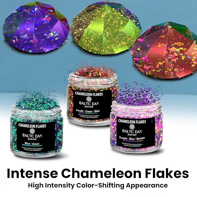 Chameleon Flakes for Resin [ Bronze | Purple ] - Color Shift Mica Pigment Powder for Epoxy Resin - Chrome Flakes for Tumblers, Molds, Nail Art, Eyeshadow, Makeup