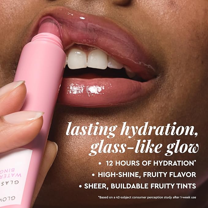 Glow Recipe Glass Balm Lip Treatment - 12Hr Hydrating Lip Balm & Moisturizer with Hyaluronic Acid to Smooth, Plump & Protect from Dryness - Sheer Soft Pink Tint, Watermelon Bingsoo (15 ml)