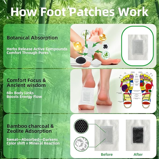 48 Packs Wormwood Foot Pads to Feel Better, Relieve Stress & Sleep Better, Suitable for Home or Travel Use
