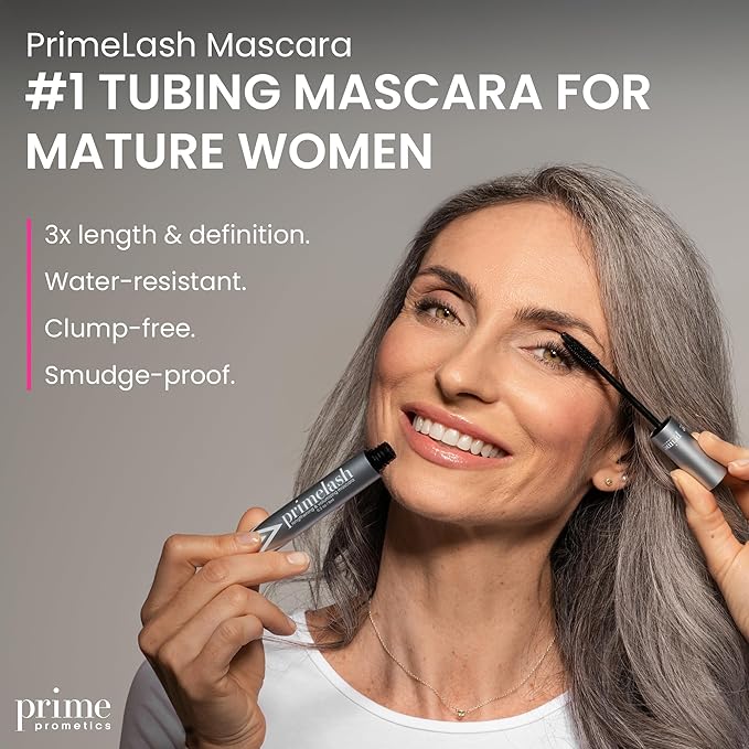 Prime Prometics PrimeLash Mascara for Older Woman – Volumizing, Incredible Length in 2 Coats – Long-Stay, Zero Clumps, Hypoallergenic (Smoky)
