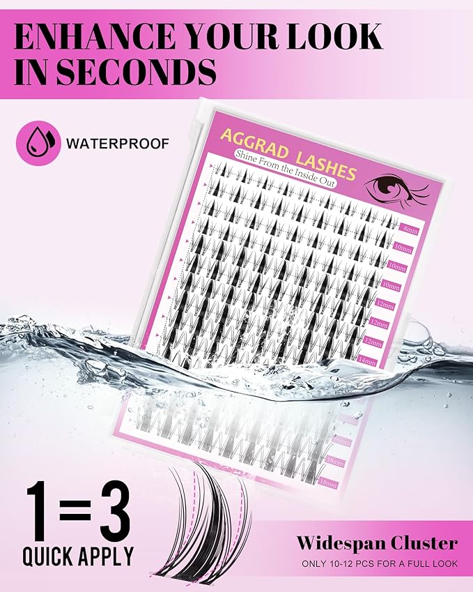 Fairy Lash Clusters Kit 8-18mm Manga Eyelashes Cluster Extension Kit Individual DIY Fake Lashes Extensions Wet-Look Spiky Anime Self Adhesive False Eyelashes, 0.03mm Ultra-Thin Invisible Band