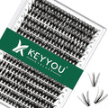 Lash Clusters 300pcs Individual Lashes 40D 0.07D Curl 15mm DIY Eyelash Extension KEYYOU Large Tray Volume Soft&Natural Eyelash Clusters(50D-0.07D,15）