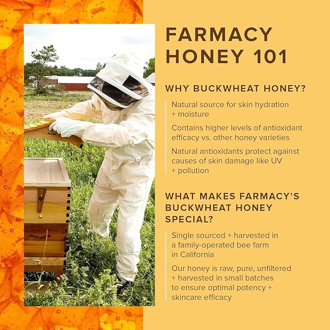 Farmacy Vitamin C + Peptide Hydrating Lip Balm - Lip Smoothie Moisturizing + Plumping Treatment - Smooths Lines with a High-Gloss Finish - Honey Vanilla (10g)