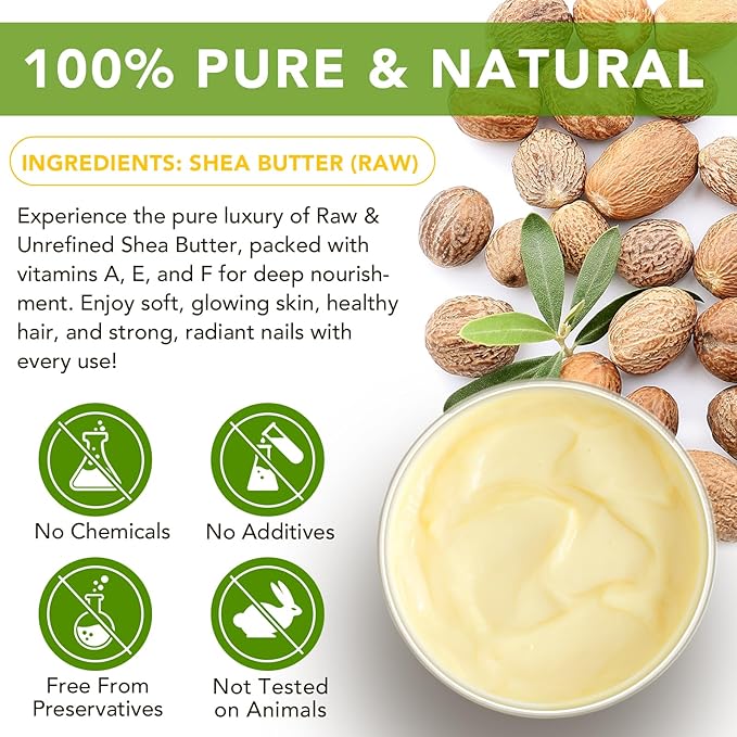 Shea Butter Raw Organic - 2 Pack, Natural Raw Unrefined Shea Butter Hand Cream, Moisturizing and Locking Water, Keeps Skin Healthy and Vibrant, 15.6 Oz