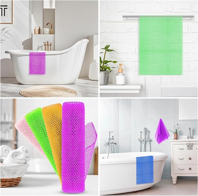 African Net Sponge for Deep Exfoliation – African Net Sponge Authentic, Exfoliating Washcloth, Long-Lasting African Exfoliating Net for Smooth Skin & Cleansing(Purple, Pink, Green, Orange)