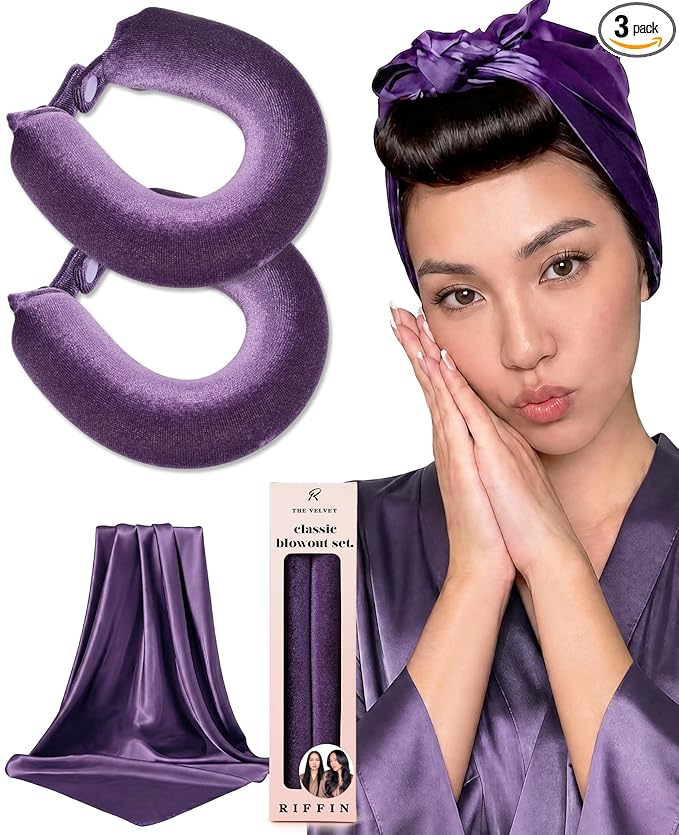 Classic Heatless Curls Overnight Rods - Upgraded Directional Grip Velvet Heatless Hair Curler to Sleep in No Heat Heatless Curling Flexi Rods Foam Hair Rollers for Blowout Look Long & Medium Hair