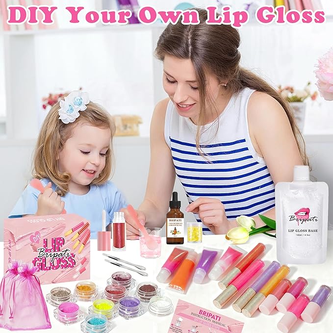 DIY Lip Gloss Making Kit, DIY Lip Glosses Set to Make Your Own Lip Stick, Fun Craft Makeup Lipglosses, All-Inclusive Moisturizing Handmade Lip Glaze Supplies Set for Beginner Women Girls
