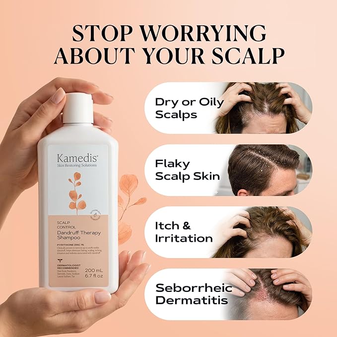 KAMEDIS Scalp Savior – Itchy Dry Scalp Treatment & Seborrheic Dermatitis Relief. Anti Dandruff Shampoo Clinically Formulated With Zinc Pyrithione & Salicylic Acid. Gentle SLS Free Formula. 6.7 Fl Oz