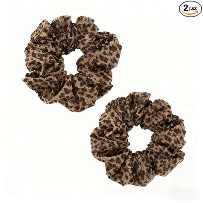 Leopard Scrunchie Elastic Satin Silk Hair Accessories Cheetah Headdress for Women Girls