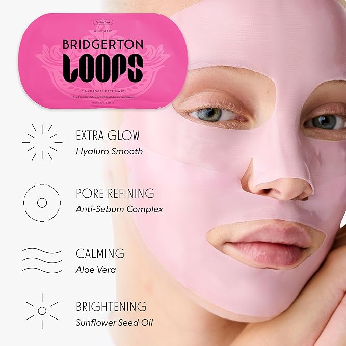 LOOPS Beauty Bridgerton™ NETFLIX Enduring Romance Set -The Best Hydrogel Korean Face Masks for Every Skin Moment Face Mask -2 Hydrating Masks -Dream Slleep and Double Take -All Skin Types, 2pc