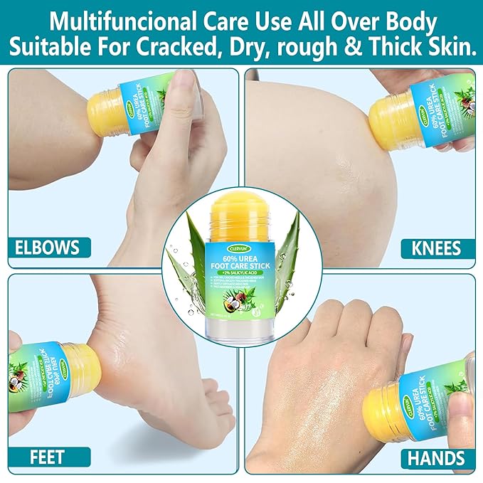 Urea Cream 60% plus Salicylic Acid 2% Urea Foot Care Stick, Foot Cream for Foot Callus Remover, Feet Moisturizer Stick, Foot Balm Stick for Dry Cracked Heels, Hands, Knees, Hydrating Heel Balm