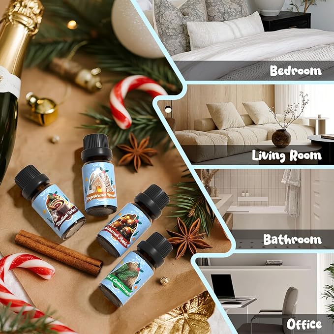 Soulorigin Holiday Essential Oils Set, Fragrance Oil Set for Diffuser, Scent Diffuser Oil for Candle Making-Vanilla Cinnamon Cookies, Caramel Apples, Gingerbread, Fir Cedar, Orange Cloves, Mulled Wine