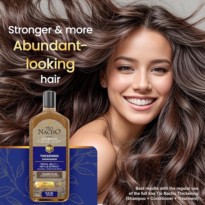 Tio Nacho Thickening Shampoo for Thinning Hair for Women & Men with Royal Jelly & Nettle Extract – Volumizing Hair Loss Shampoo-for Fine-Hair,Paraben Free,14 fl oz,(Pack of 2)