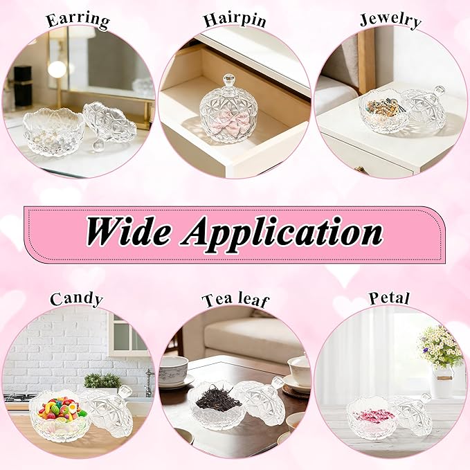 5 Pcs Large Body Powder Puff and Container Set, Anglecai 4 Inch Crystal Powder Puff Container for Body Powder Puff Dish with 2P Powder Puffs and 2P Spoon