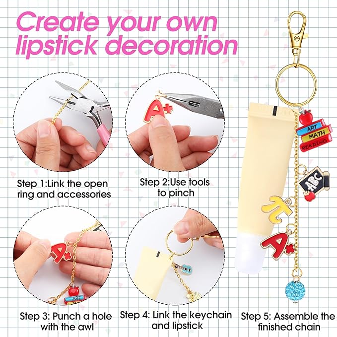 Nosiny 71 Pcs 6 Set Teacher Appreciation Gifts Charms Lip Gloss Keychain ID Badge Holder Thank You Teachers Graduation Gifts