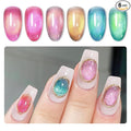 MIZHSE Cat Eye Gel Polish Set, 6 Colors Holographic Magnetic Gel Polish Set with Magnet Stick, Glitter Pink Green Blue Purple Magnetic French Nails Nail Polish Kit Gift Set for Women