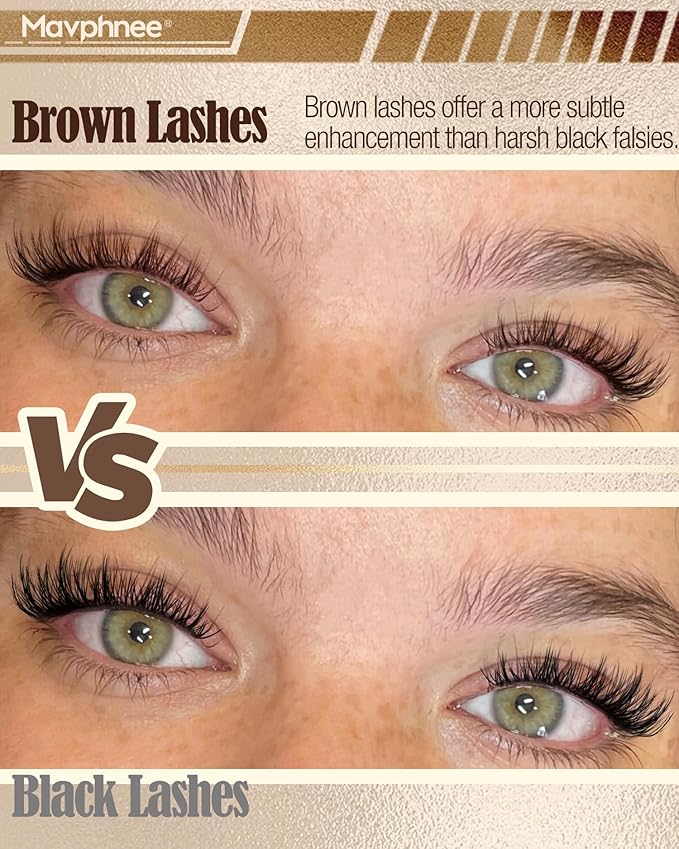 Brown Lash Clusters Kit Natural Cluster Eyelash Extensions Kit Gently Fluffy Inidvidual Lashes CC Curve Dark Brown Cluster Lashes Fairy Wispy Eyelash Clusters with Lash Bond and Seal (10-16MM)