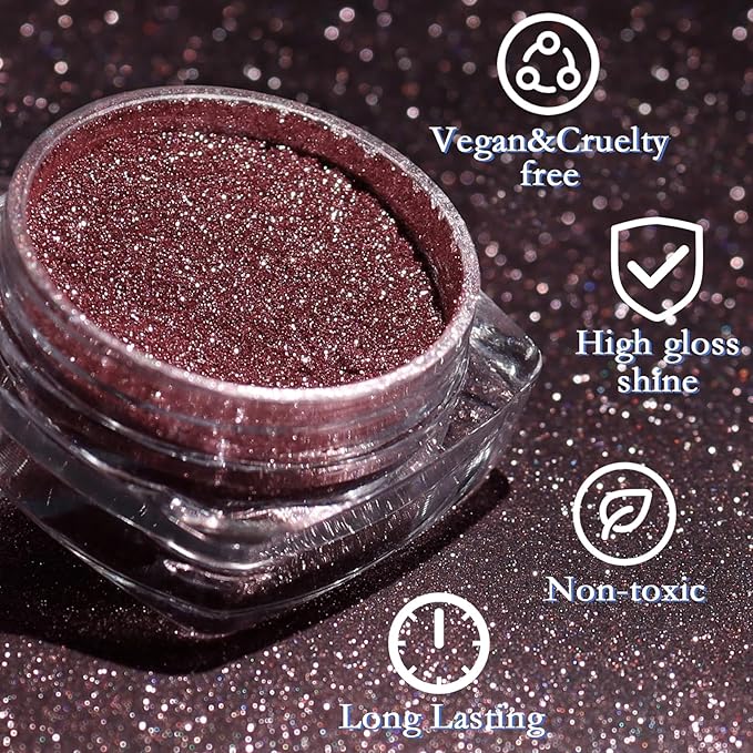 16 Jars Chrome Nail Powder Nail Art Glitter Decoration Metallic Mirror Effect Holographic Aurora Pearl Mermaid White Pigment Powder Kit for Resin Craft Nail Art - Aurora Phantom