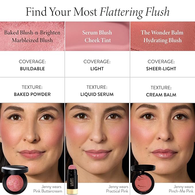 LAURA GELLER NEW YORK Baked Blush-n-Brighten for Mature Skin - 09 Starfish Island - Powder Blush Won't Settle into Fine Lines - Buildable Natural Finish – Longlasting Formula - Made in Italy